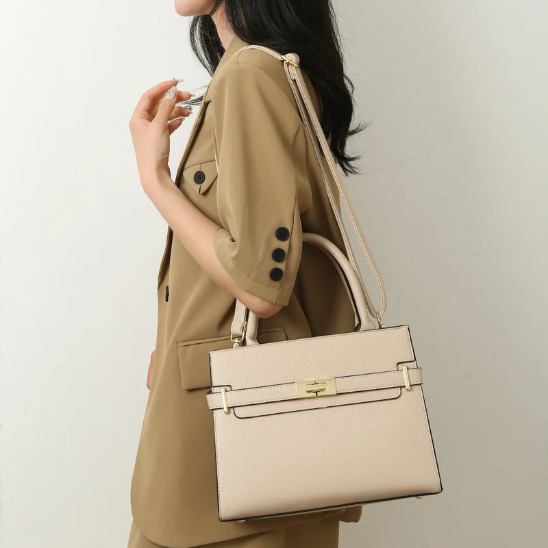 Set de sac en cuir souple beige